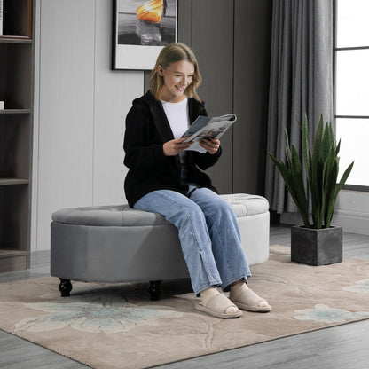 Semi-Circle Ottoman Storage Bench, Bed End Bench, Tufted Upholstered Window Seat Footrest
