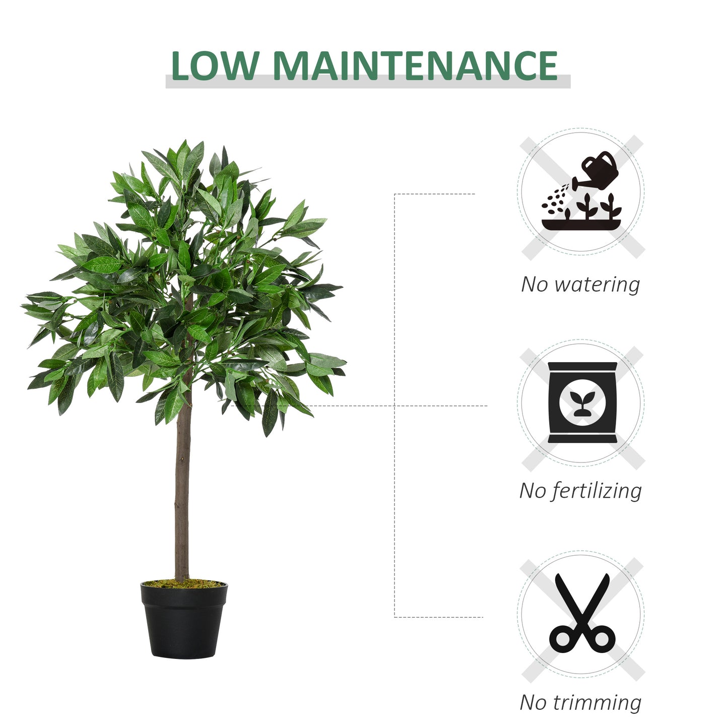 Set Of 2 - 3ft Artificial Bay Laurel Topiary Trees with Pot