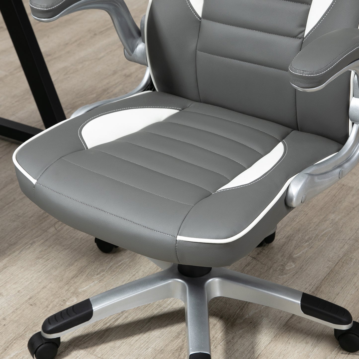 Office / Gaming Swivel Chair with Flip-up Armrest, Adjustable Height and Rolling Wheels, Grey