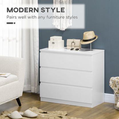 Three drawers offer lots of storage clothing - White