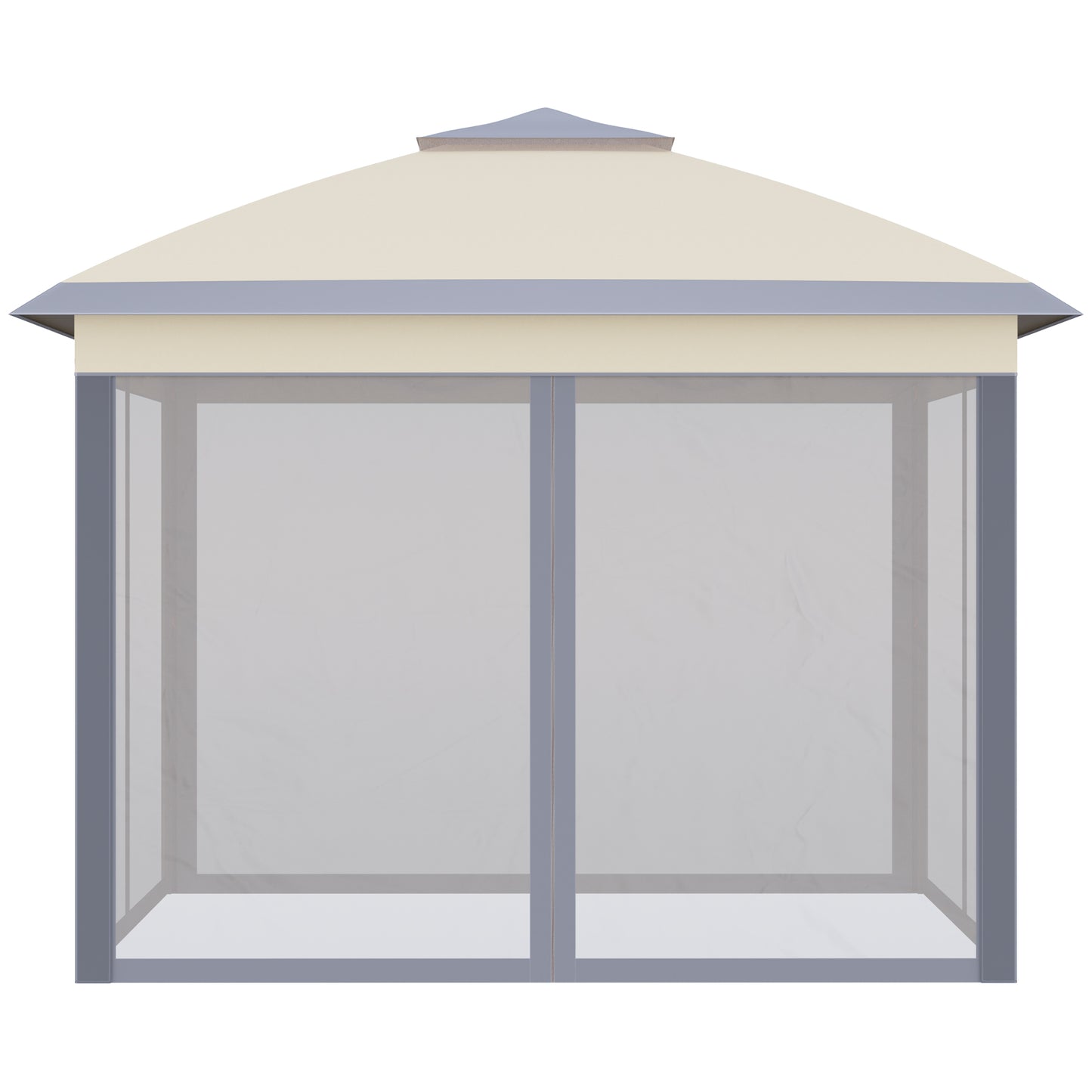 Outsunny 330cm x 330cm Pop Up Canopy, Double Roof Foldable Canopy Tent with Zippered Mesh Sidewalls, Height Adjustable and Carrying Bag, Event Tent for Patio Garden Backyard, Beige