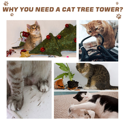 91cm Cat Tree for Indoor Cats Kitten Activity Center Play Tower Perches Sisal Scratching Post Lamb Cashmere Brown