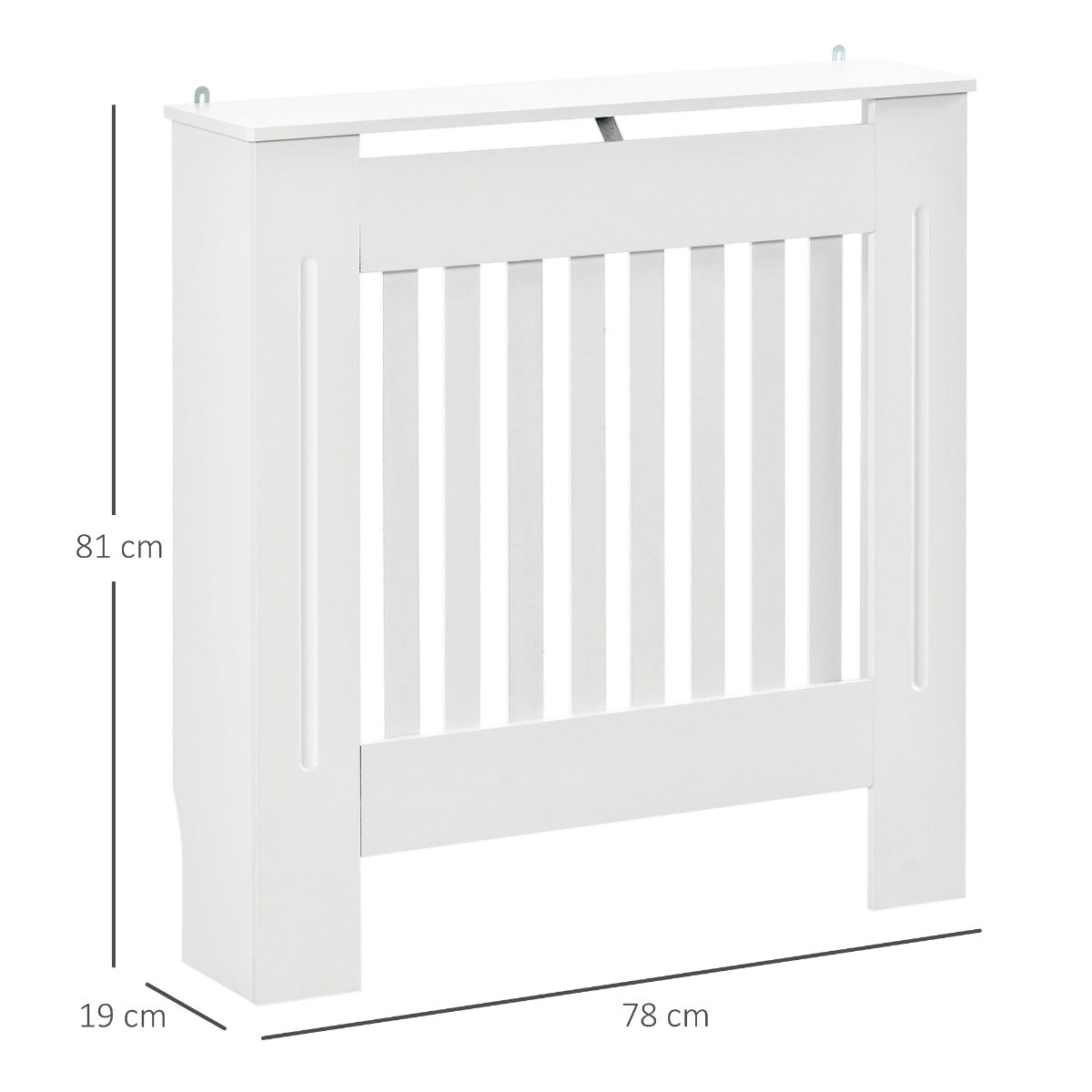 Slatted Radiator Cover Painted Cabinet MDF Lined Grill in White (78L x 19W x 81H cm)
