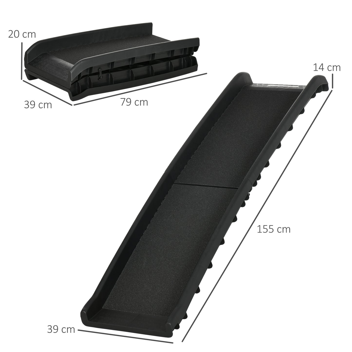 Foldable Pet Ramp Dog Car Ramp for SUVs, Cars w/ Removable Non-Slip Cover - Black