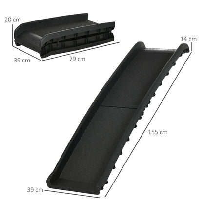 Foldable Pet Ramp Dog Car Ramp for SUVs, Cars w/ Removable Non-Slip Cover - Black