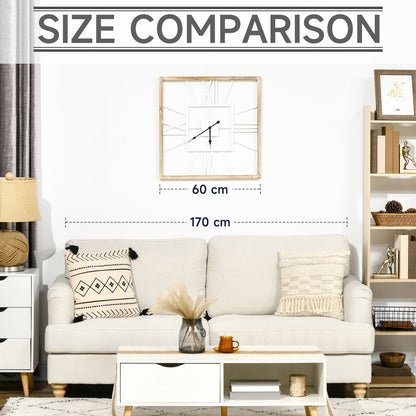 Vintage Large Wall Clock with Roman Numerals, 60cm/24 Inch Silent Non Ticking Metal Wood Clocks for Living Room Kitchen, Distressed White