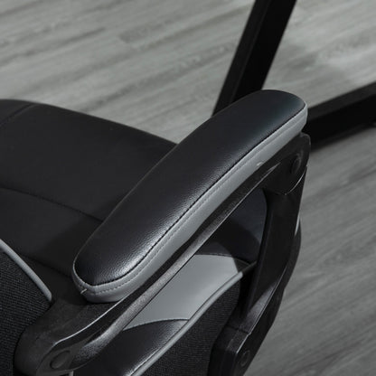 Vinsetto Ergonomic Racing Gaming Chair Office Desk Chair Adjustable Height Recliner with Wheels, Headrest, Lumbar Support, Retractable Footrest Home Office, Grey