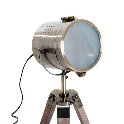 Vintage Tripod Table Desk Lamp Bedside SpotBrass Antique Search Wooden Base