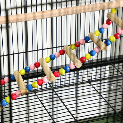 Bird Cage with Stand, Toys, Wheels, for Canaries, Finches, Lovebirds, Parakeets, Budgie Cage with Accessories, Storage Shelf - Black