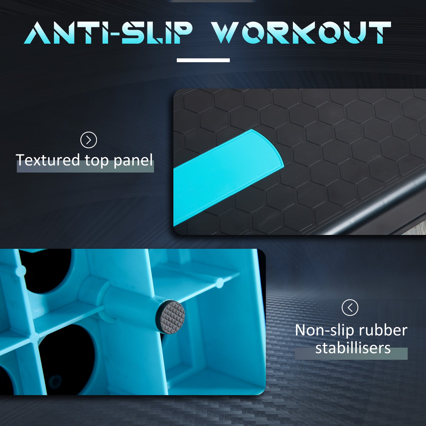 HOMCOM Aerobic Step, 10cm, 15cm & 20cm Height Adjustable Steppers for Exercise Workout, Nonslip Step Board Great for Home & Office