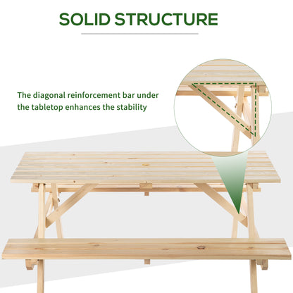 4 Seater Wooden Picnic Table Bench for Outdoor Garden or Patio w/ Parasol Cutout 150 cm