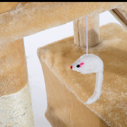 Cat Tree for Indoor Cats Kitten Kitty Scratching Scratcher Post Climbing Tower Activity Center House Cream