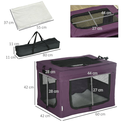 60cm Pet Carrier, Cat Carrier Cat Bag, Pet Travel Bag w/ Cushion, Carry Bag, for Cats and Miniature Dogs - Purple