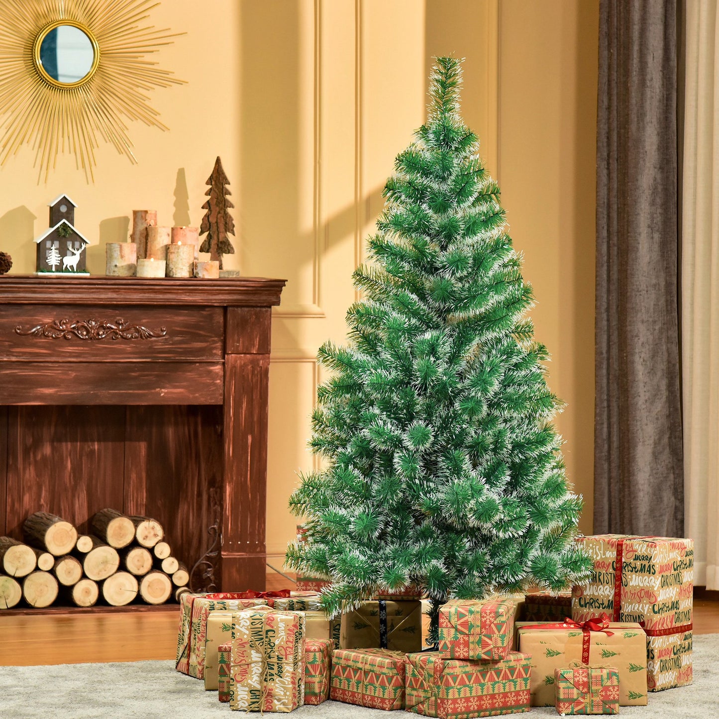 FT Indoor Christmas Tree Artificial Decoration Xmas Gift with Metal Stand Branch Tips
