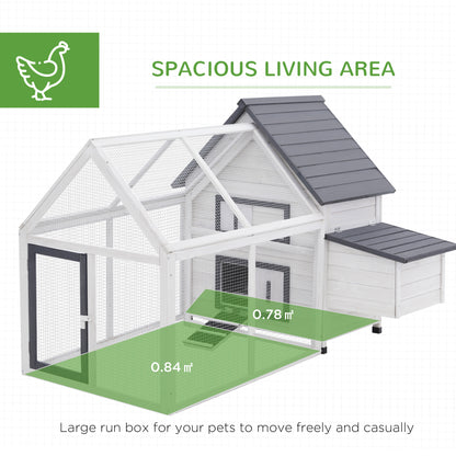 Chicken Coop with Run Wooden Hen House Pet Poultry Coops Cages Small Animal Outdoor Pen with Nesting Box 166 x 124 x 112cm