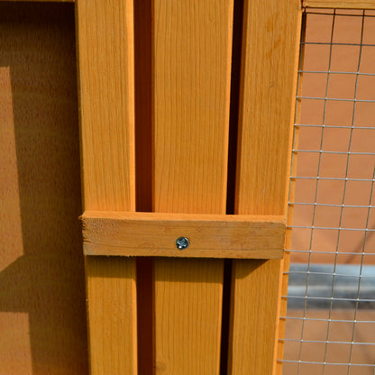 Wooden Rabbit Hutch Bunny Cage with Openable Waterproof Roof, No Leak Tray Sturdy Fir Wood Build for Indoor/Outdoor