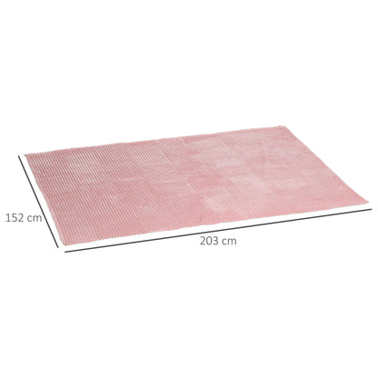 Flannel Fleece Throw Blanket, Fluffy Warm Throw Blanket, Striped Reversible Travel Bedspread, Double Size, 203 x 153cm, Pink