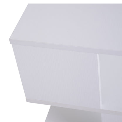 Modern Square 2 Tier Wood Coffee Side Table Storage Shelf Rack Living Room White