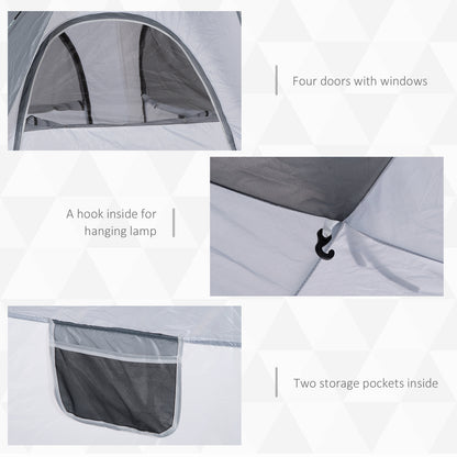 Warehouse Clearance Sale - Outsunny 4 Person Automatic Camping Tent, Outdoor Pop Up Tent, Portable Backpacking Dome Shelter, Grey