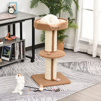 91cm Cat Tree for Indoor Cats Kitten Activity Center Play Tower Perches Sisal Scratching Post Lamb Cashmere Brown
