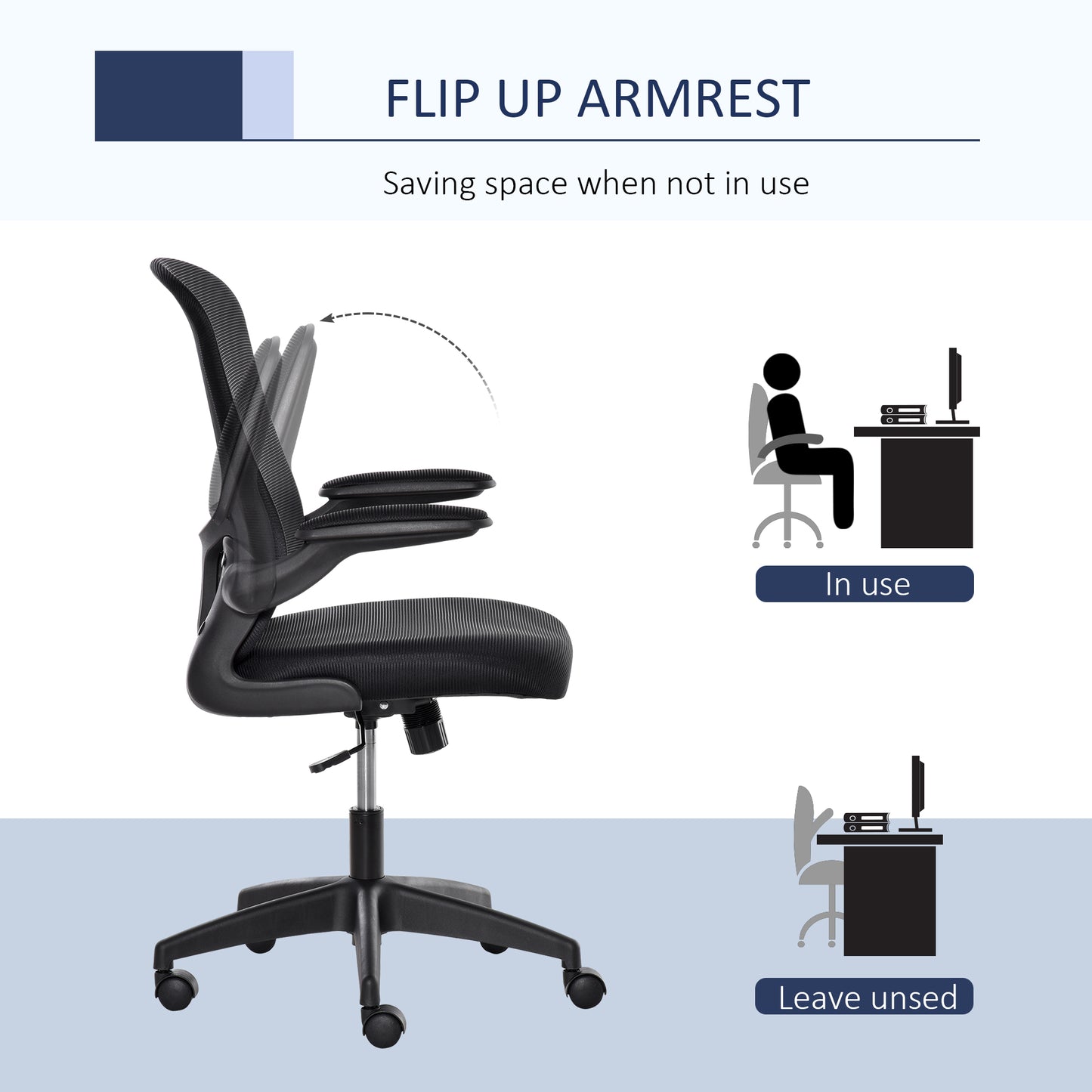 Mesh Home Office Chair Swivel Task Computer Chair w/ Lumbar Support, Arm, Black