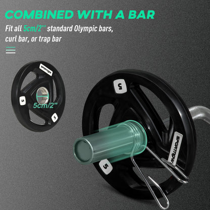 2 x 5kg Olympic Weight Plates, Tri-Grip Rubber Coated Barbell Weights Set w/ 5cm Holes, for Home, Gym, Lifting and Strength Training