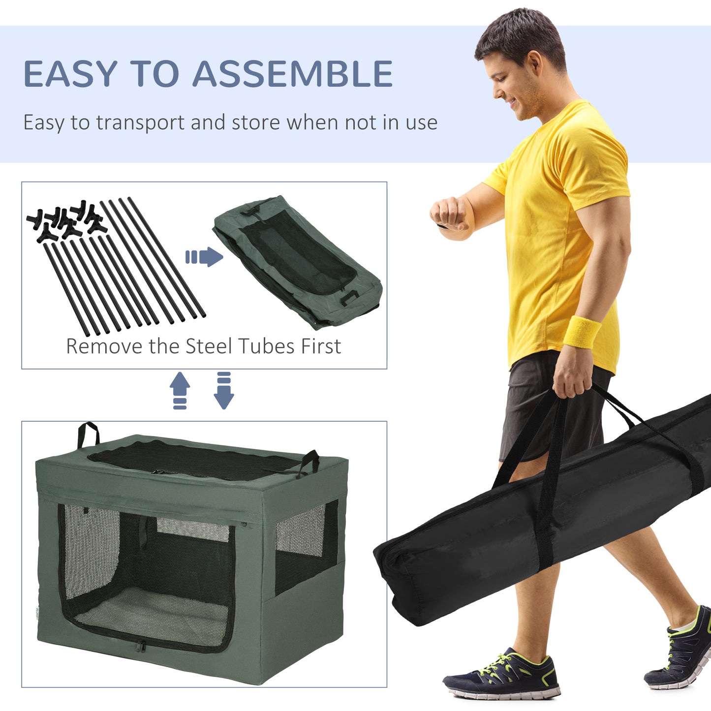 90cm Pet Carrier, Cat Carrier, Cat Bag, Pet Travel Bag w/ Cushion, Carry Bag, for Medium and Large Dogs - Grey