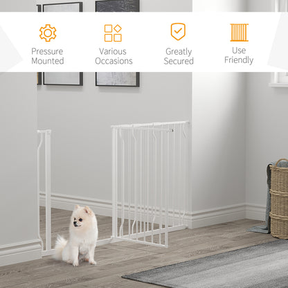 Dog Gate Wide Stair Gate w/ Door Pressure Fit Pets Barrier for Doorway, Hallway, 76H x 75-145W cm - White