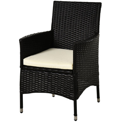 Outsunny 2 PC Outdoor Rattan Armchair Dining Chair Garden Patio Furniture w/ Armrests Cushions Deep Coffee