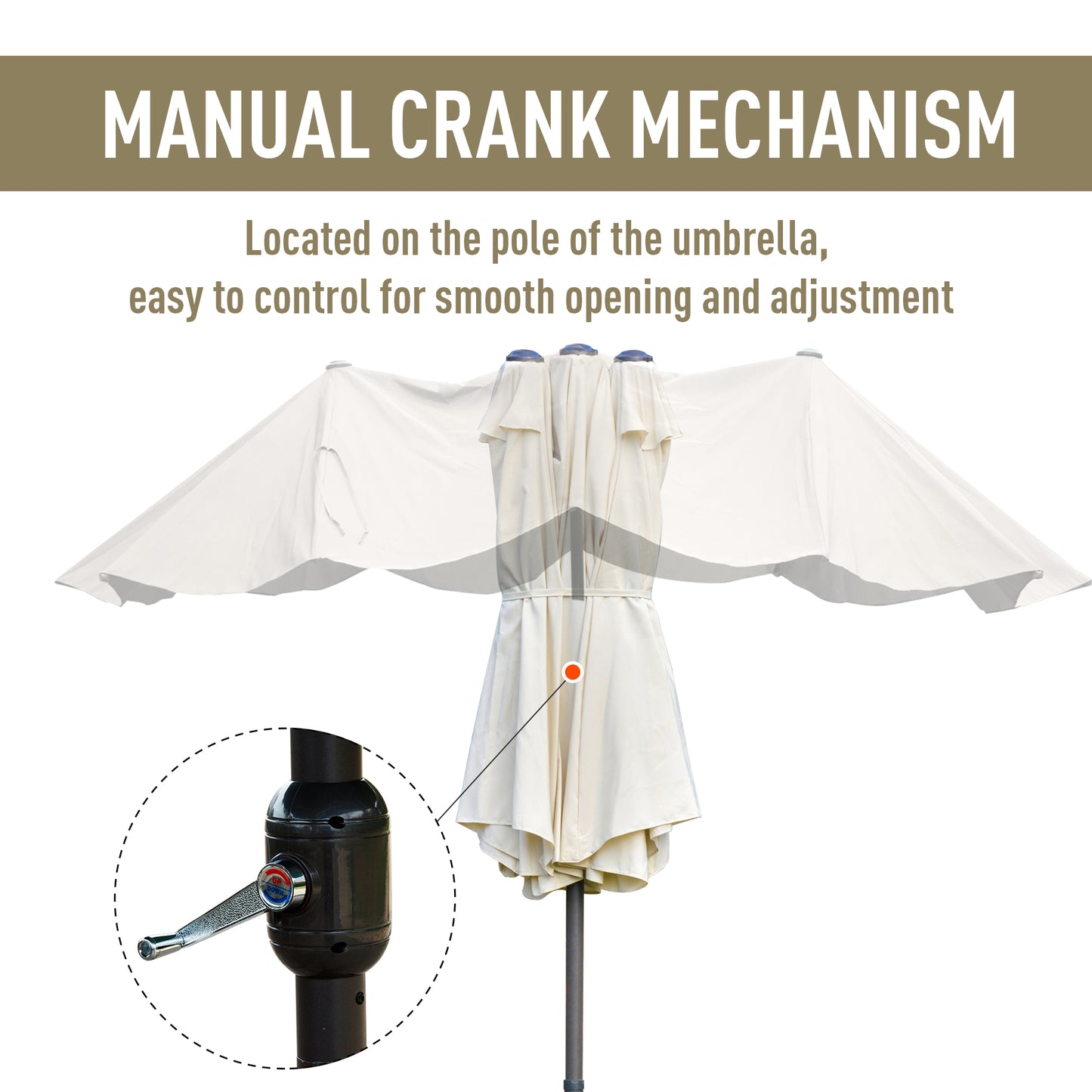 4.6m Garden Parasol Double-Sided Sun Umbrella Patio Market Shelter Canopy Shade Outdoor with Cross Base – Off White