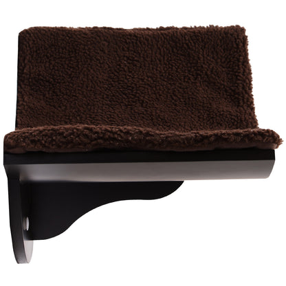 Wood Cat Shelves Wall-Mounted Shelter Curved Kitten Bed Cat Perch Climber Cat Furniture 41 x 28 x 21cm Brown