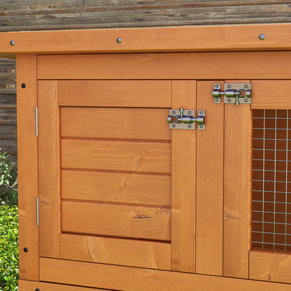 2-Tier Wooden Rabbit Hutch Guinea Pig Hutch Duck House Double Decker Pet Cage with Sliding Tray Opening Top