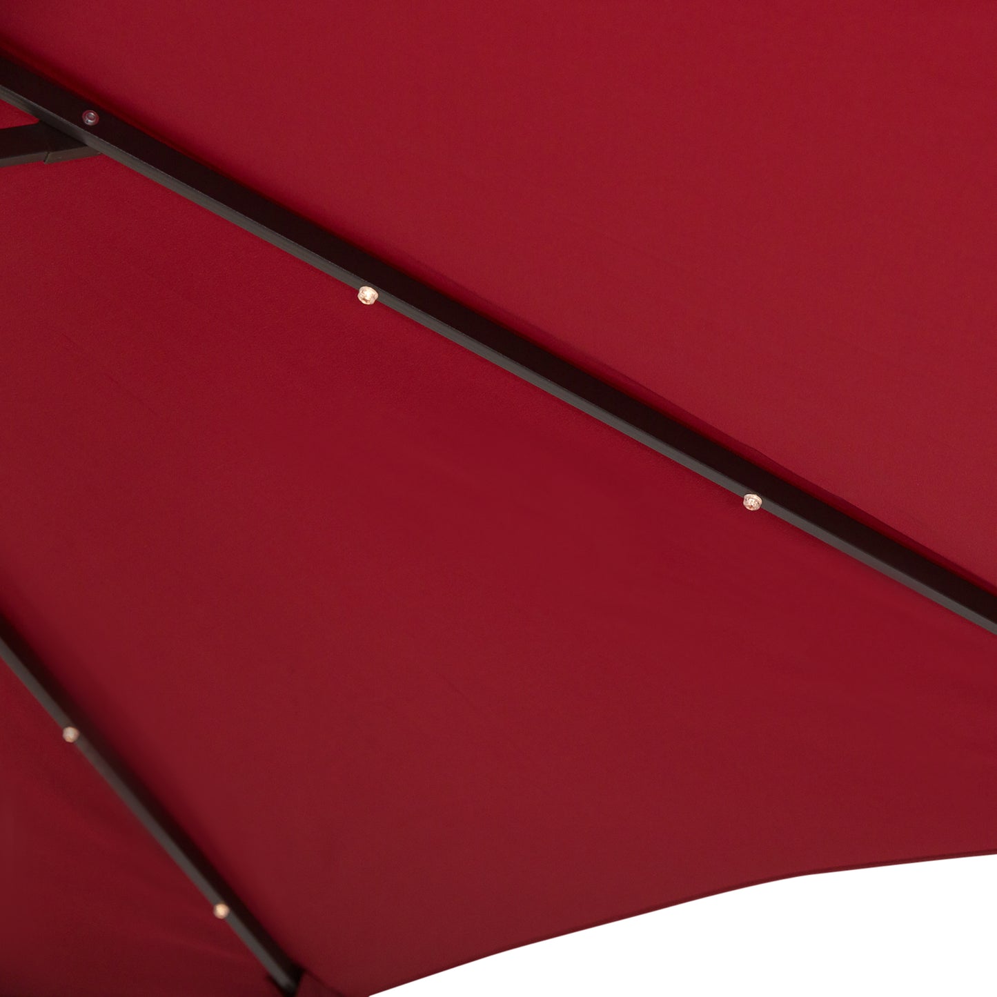 Φ2.7m Garden 24 LED Light Parasol Solar Outdoor Tilt Sun Umbrella Patio Club Party Event Manual Sun Shade w/ Hand Crank and 8 Ribs Red