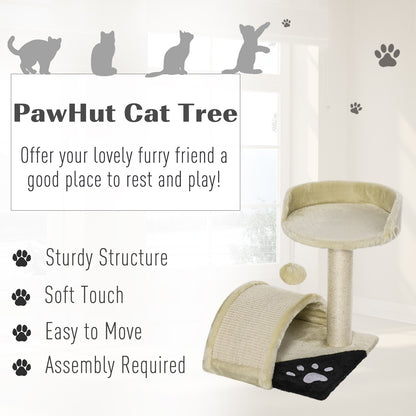 Cat Tree Scratching Scratcher Post Kitten Activity Centre Climber Hanging Ball Beige