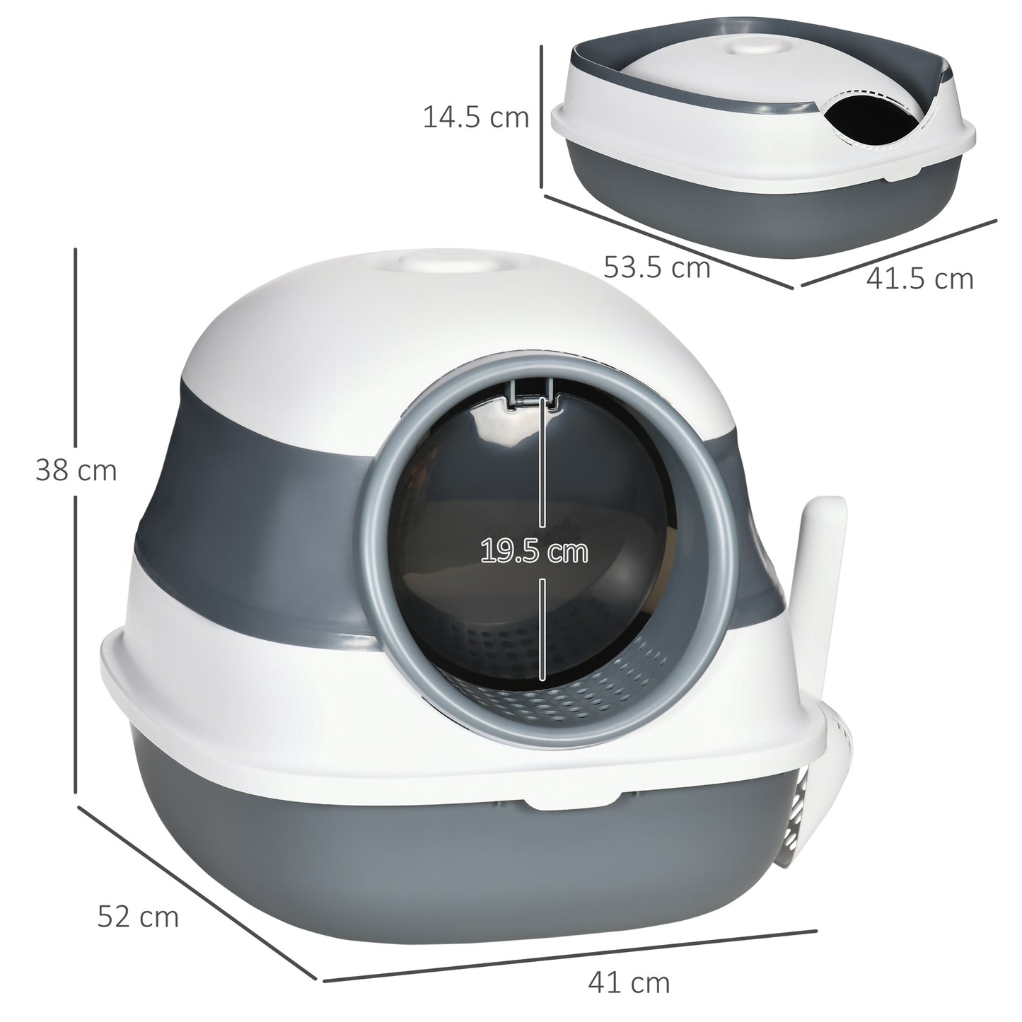 Foldable Cat Litter Tray with Lid, Hooded Cat Litter Box w/ High Sides, Air Freshener, Large Two-Way Entrance, Scoop