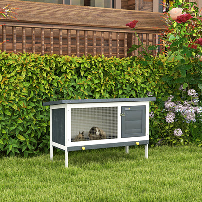 Wooden Rabbit Hutch Guinea Pig Hutch Bunny Cage Small Animal Habitat Openable Asphalt Roof for Outdoor Use 90 x 45 x 65 cm