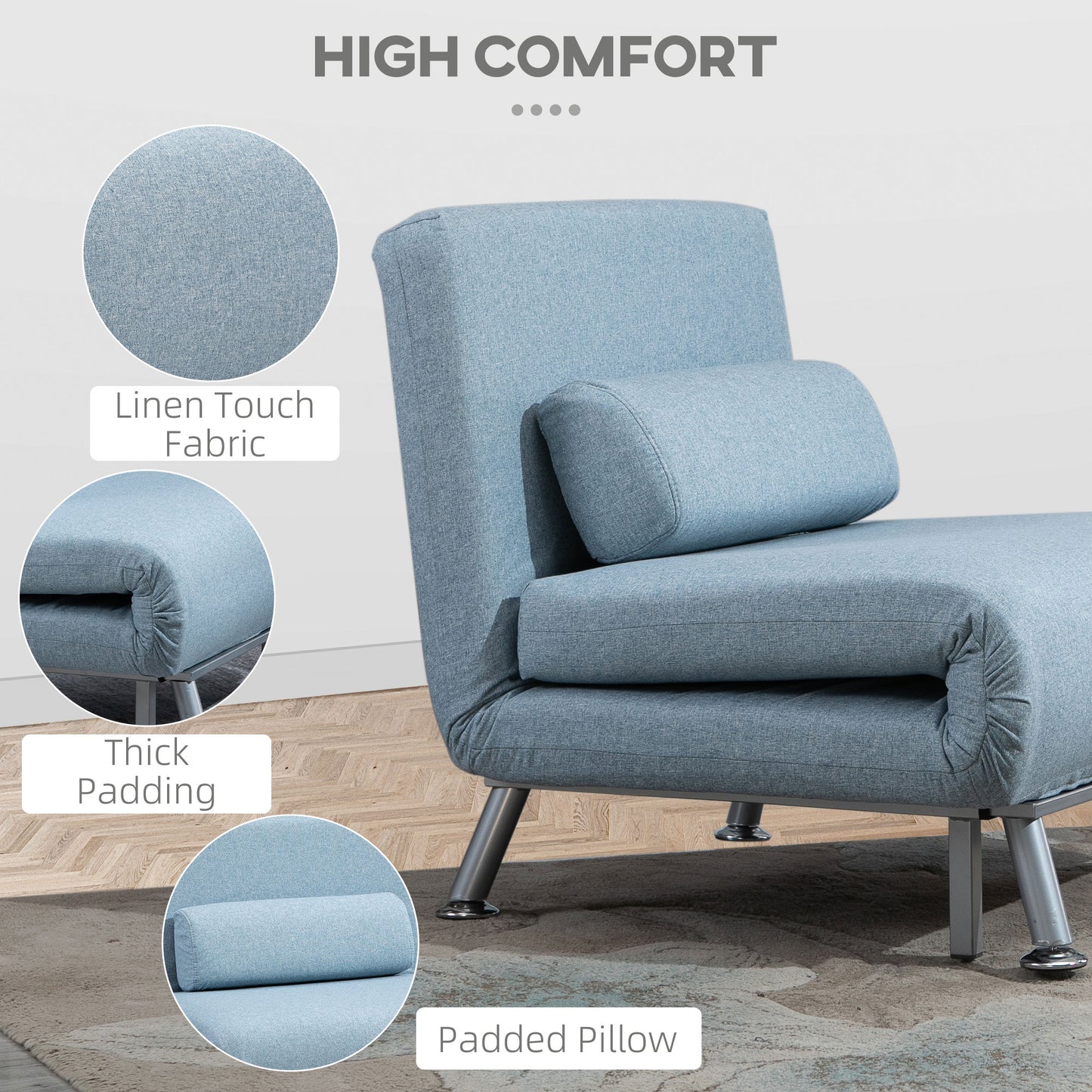 Single Sofa Bed - Blue