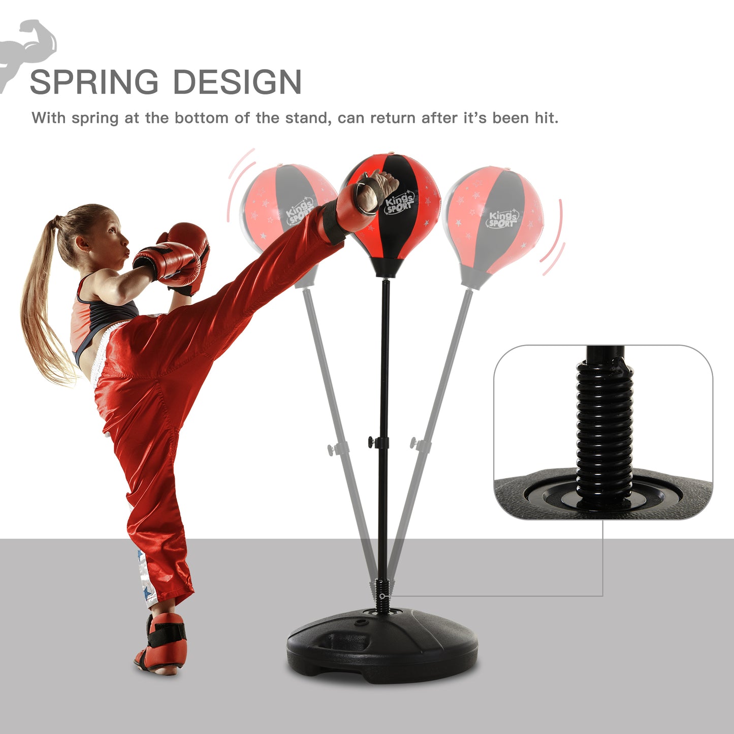 Boxing Punch Ball Set Ф38x78-120cm Fighting Game 360 Degree Rebound Spring PP PVC Adjustable Teenager
