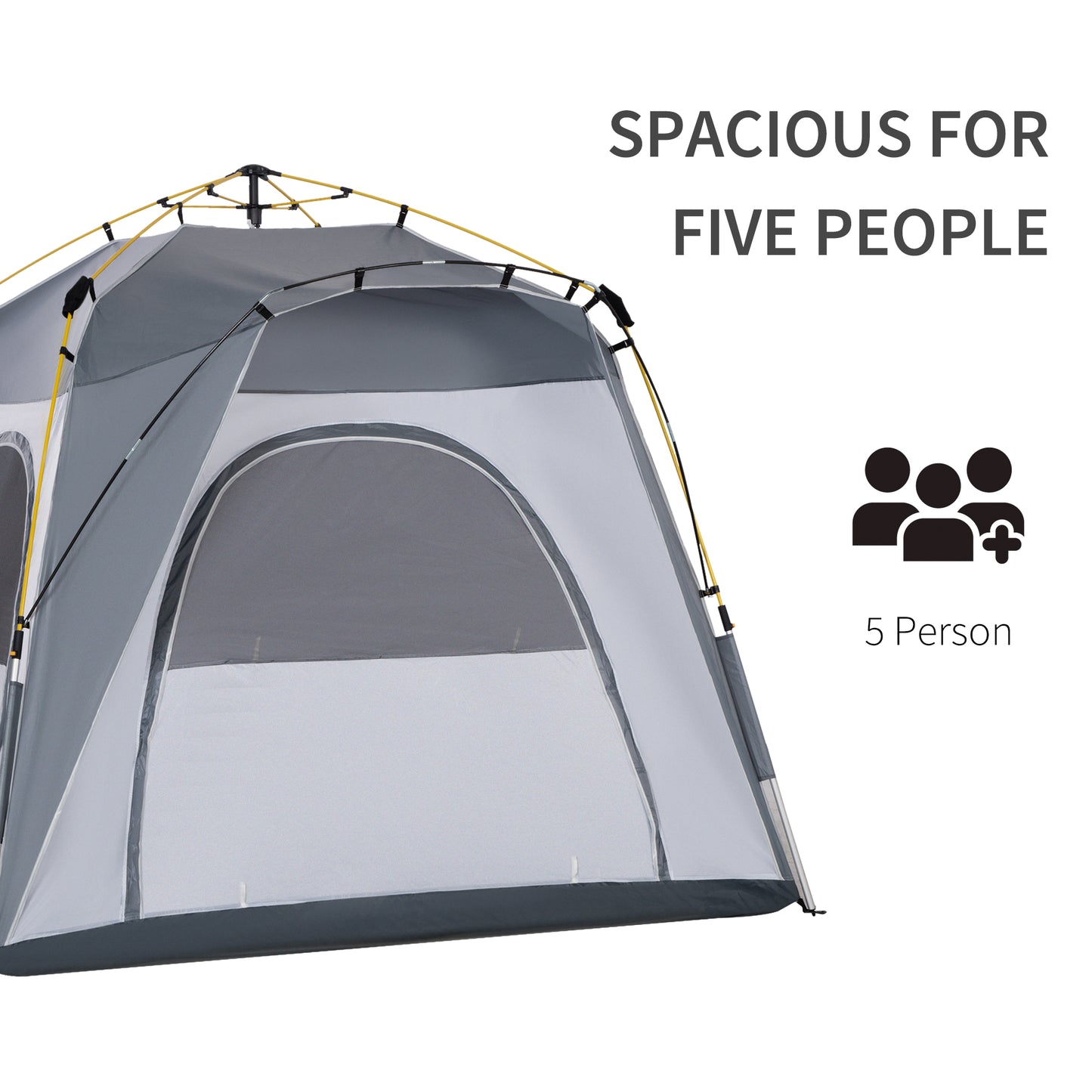 Warehouse Clearance Sale - Outsunny 4 Person Automatic Camping Tent, Outdoor Pop Up Tent, Portable Backpacking Dome Shelter, Grey