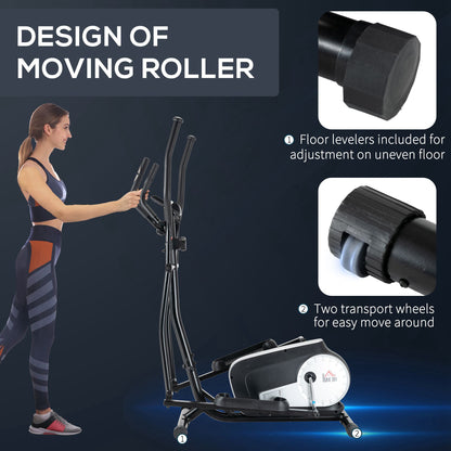 Elliptical Cross Trainer, Home Cardio Workout Machine with Eight Level Magnetic Resistance, LCD Monitor, Heart Rate Sensor, Two Wheel