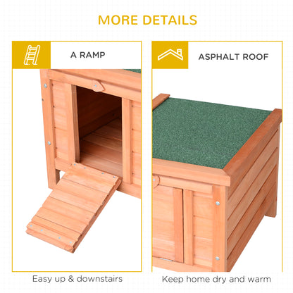 Wooden Rabbit Hutch Outdoor, Cat House, Guinea Pig Hutch, Rabbit Hideaway, Bunny Cage Small Animal House 51 x 42 x 43 cm, Natural