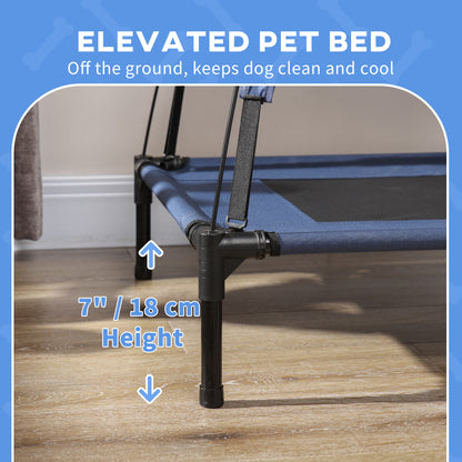 Raised Dog Bed Waterproof Elevated Pet Cot with Breathable Mesh UV Protection Canopy Blue, for Small Dogs, 61 x 46 x 62cm