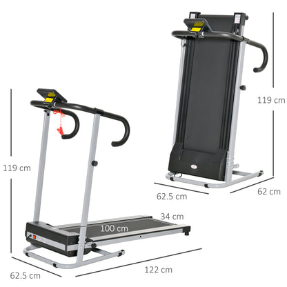 Motorised Electric Treadmill, 10km/h Folding Running Machine, Gym Fitness Exercise with LCD Monitor, Grey