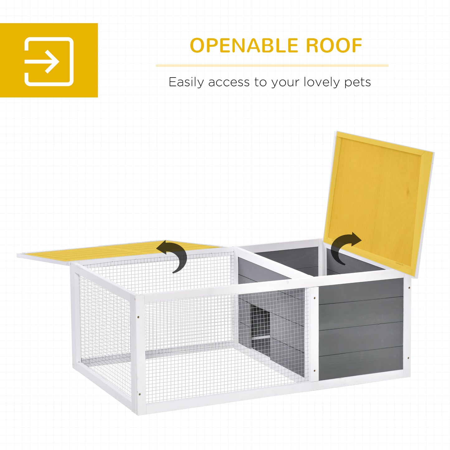 Wooden Rabbit Hutch Guinea Pig Small Animal Cage Rabbit Run Duck House Asphalt roof Indoor Outdoor 115 x 66 x 47.5 cm