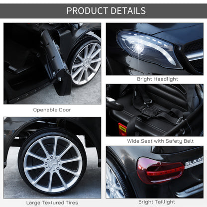 Compatible Kids Children Ride On Car Mercedes Benz GLA Licensed 6V Battery Rechargeable Headlight Music Remote Control  High/Low Speed Toy Black