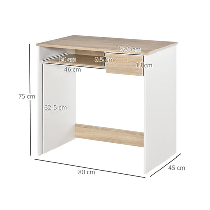 Compact Small Computer PC Table with Keyboard Tray Drawer Study Office Working Gaming Writing Desk, Oak Colour