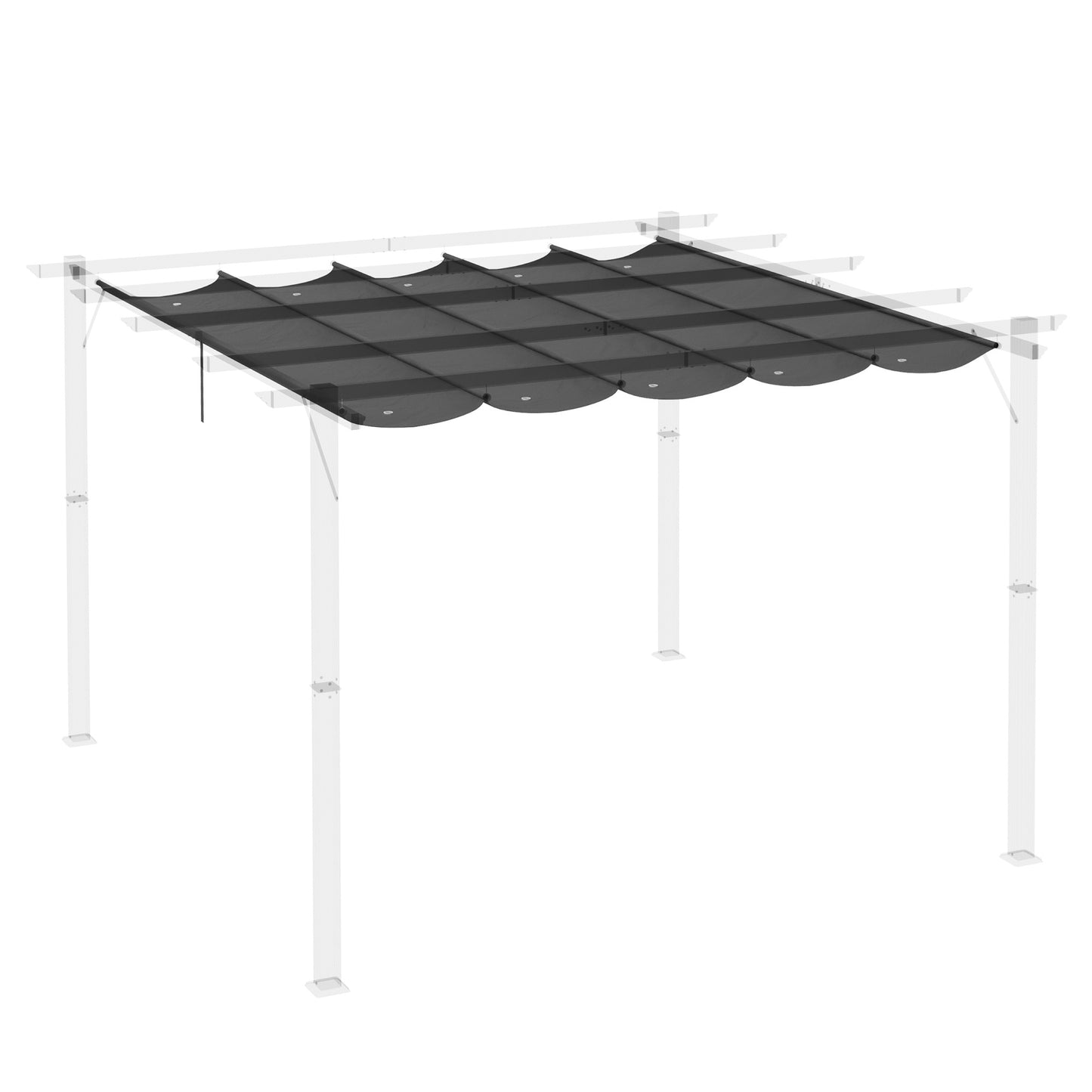 Outsunny Retractable Pergola Shade Cover, Replacement Canopy Fabric for 3 x 3 (m) Pergola, Gazebo Retractable Roof, Grey