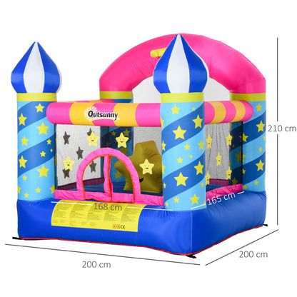 Kids Bounce Castle House Inflatable Trampoline Basket with Inflator for Age 3-12 Castle Stars Design 2.25 x 2.2 x 2.15m