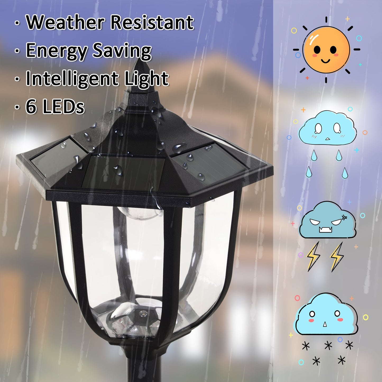 Solar Powered LED Sensor Lamp Post