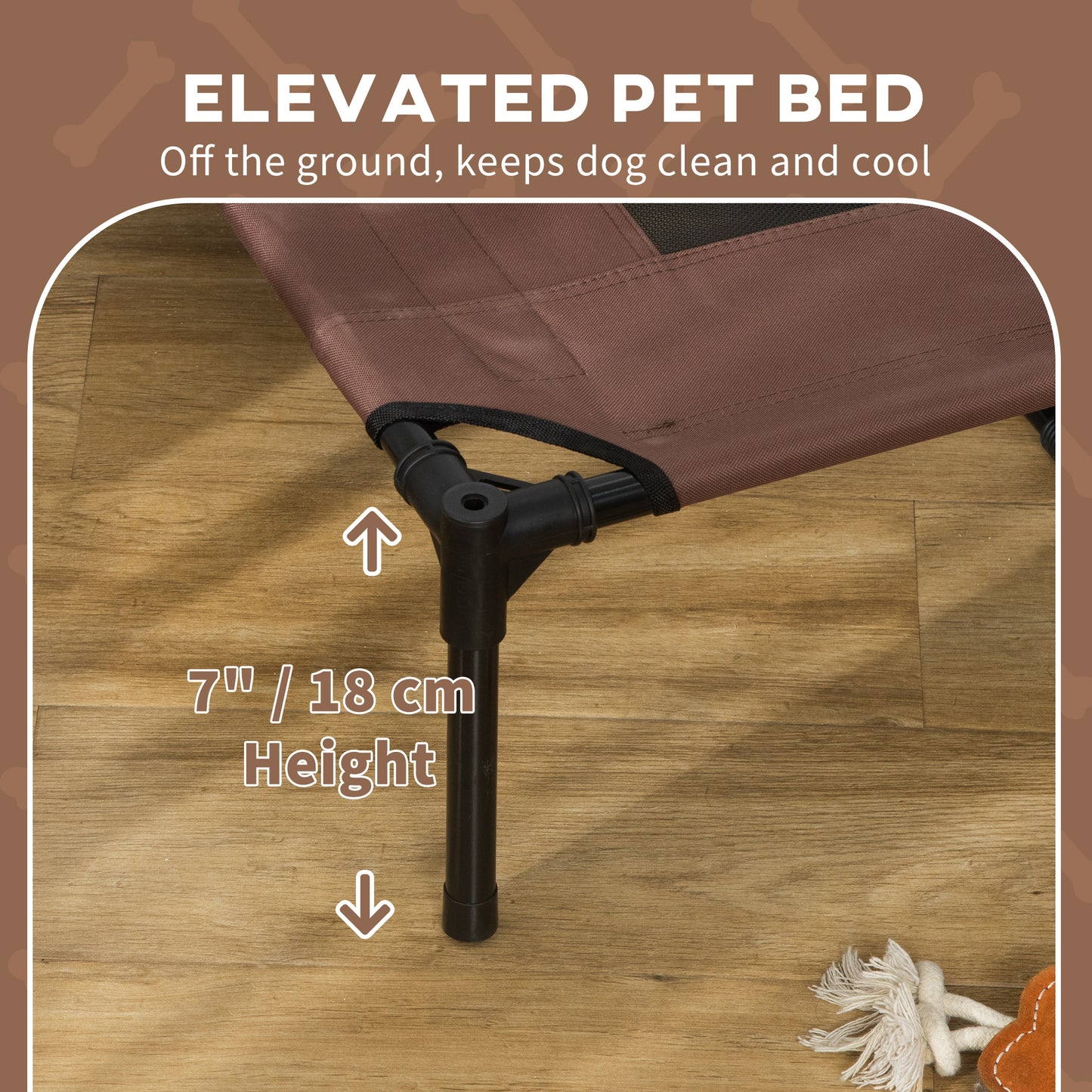 Raised Dog Bed Waterproof Elevated Pet Cot with Breathable Mesh UV Protection Canopy Coffee, for XL Dogs, 122 x 92 x 108cm